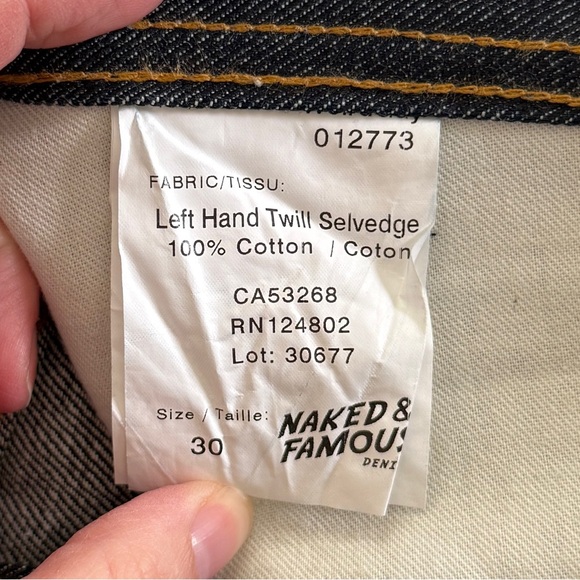 Naked & Famous Denim Weird Guy Left Hand Twill Selvedge Raw Japanese Jeans Sz 30 - Picture 7 of 8